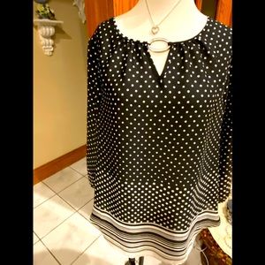 Black with white polka dots blouse size M by Est.1846
